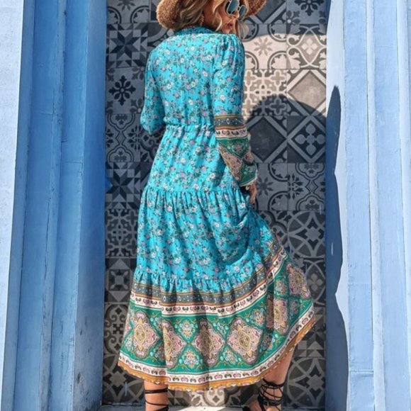 Floral Print Ruffle Hem Dress - Picture 5 of 6